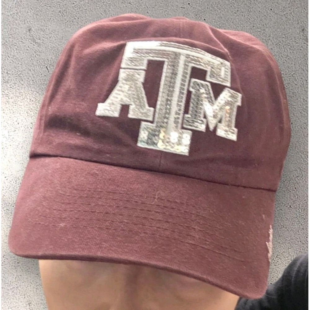 Texas A&M Aggies Hat Cap Strap Back 47 Brand Maroon Sequin Logo Womens Adj - Picture 3 of 8